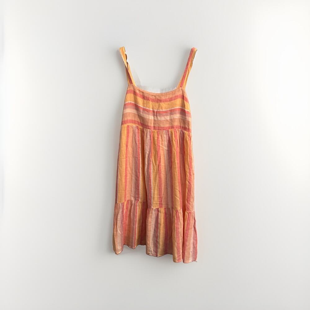 $189 Rails Women's Orange Linen Stripe Sadie A-Line Dress Size M